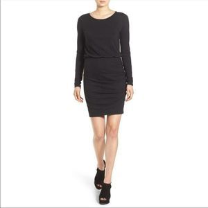 LEITH Black Side Ruched Bodycon Sexy Long Sleeve Mini Dress